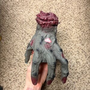Zombie Hand Prop with Red and Gray Details